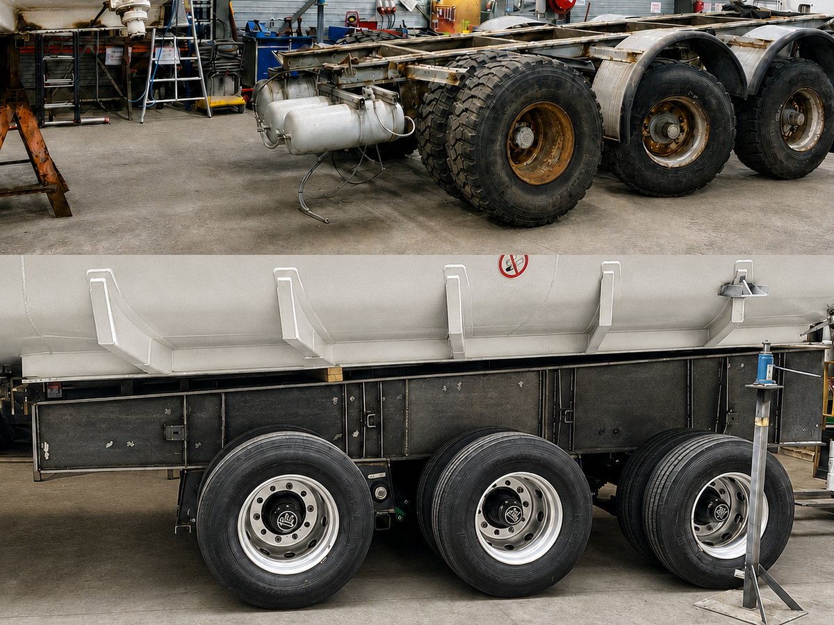 Aircraft refueller refurbishment before and after running gear renewal