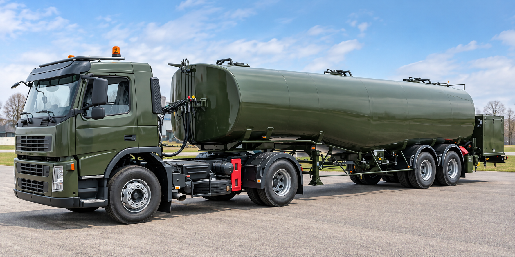 Military aircraft refueller with field-support configuration and high-capacity tank